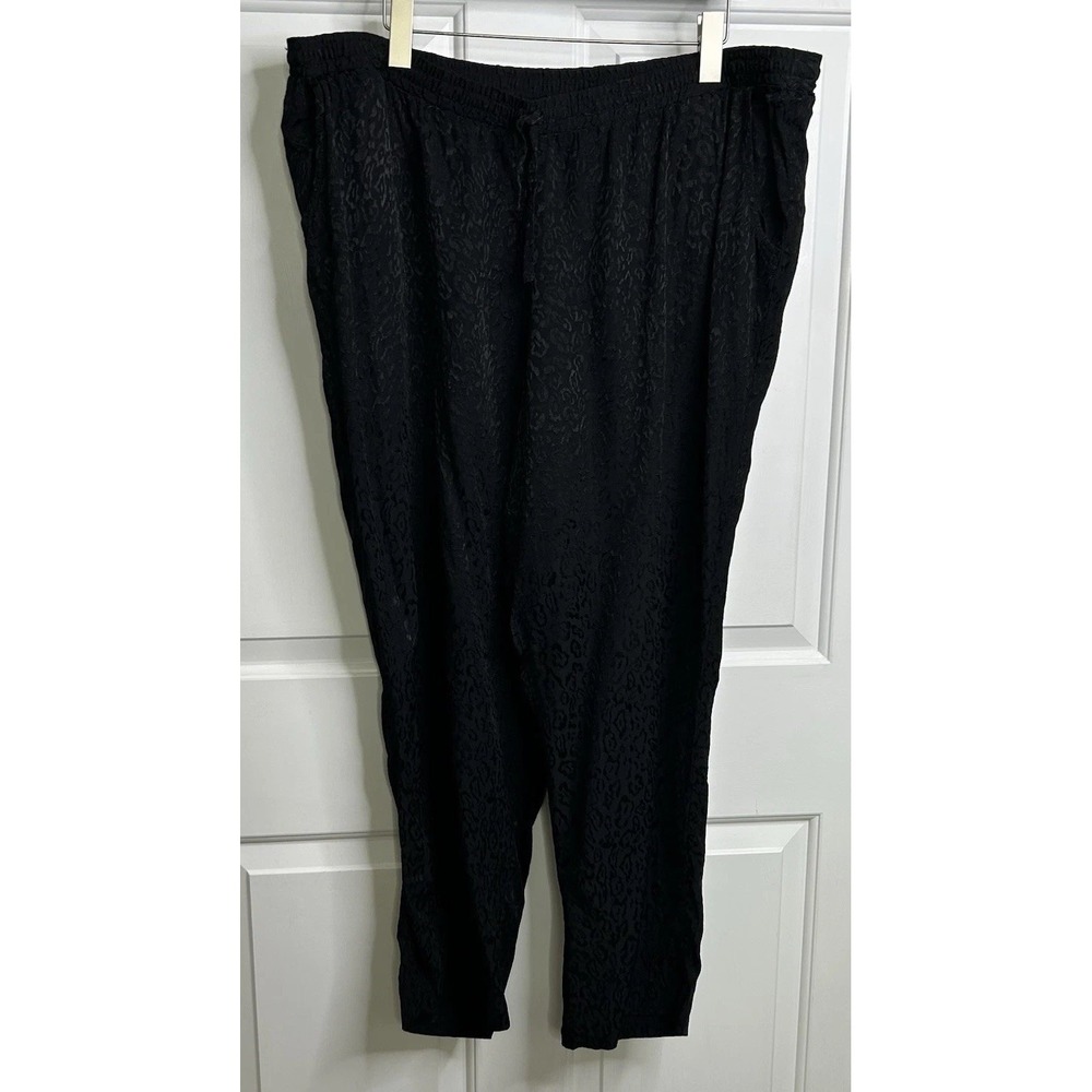Lane Bryant Leopard Print Lounge Pants Cropped BLACK Women's 18/20 Elastic Waist